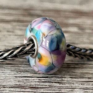 Summersday Artisan Trollbeads Style Trollstone Pastel Muted Blue Purple Teal NEW